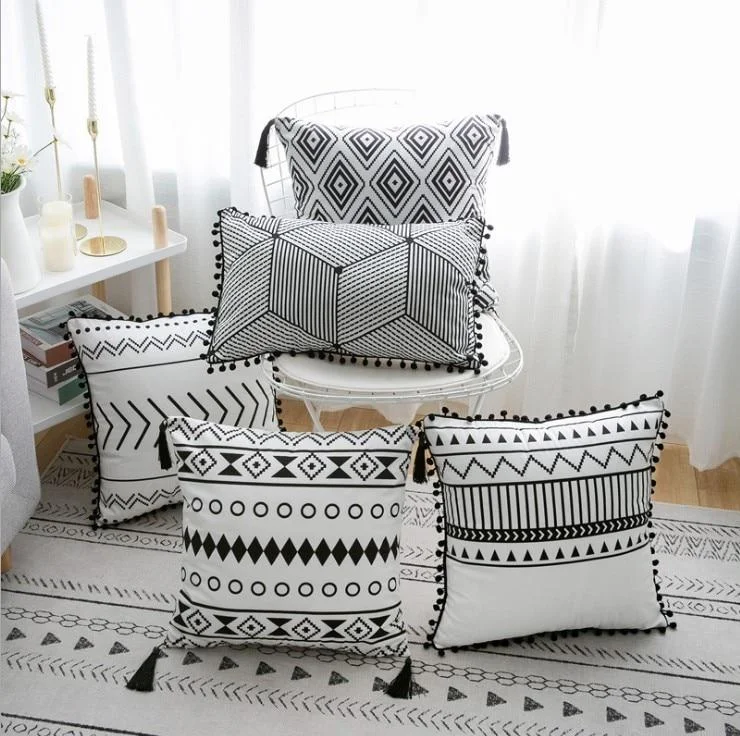 Black White Velvet pillowcase cushion