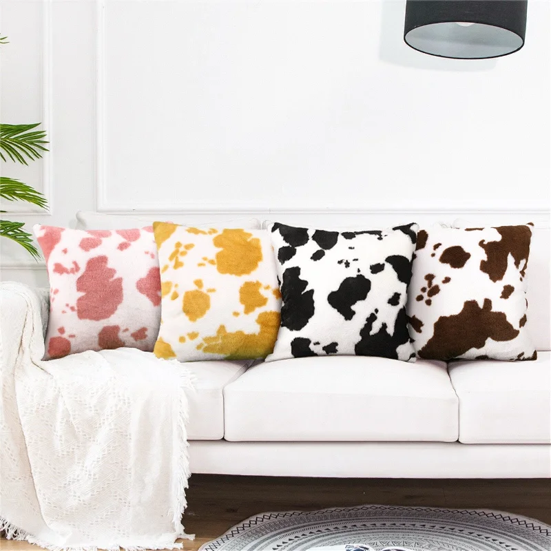 Cow Pattern Plush Pillowcase Animal Pattern