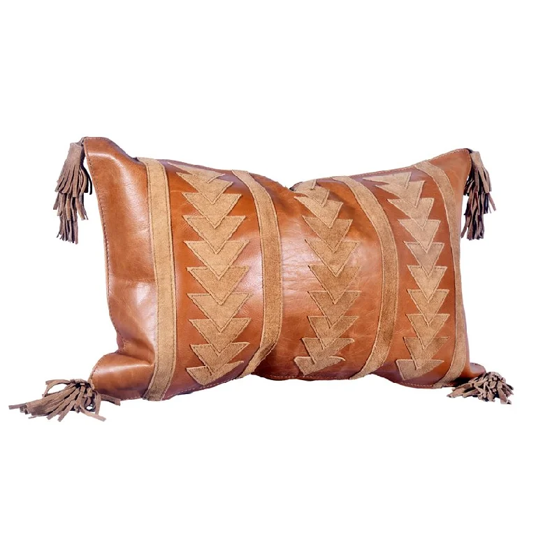 HiEnd Accents Arrow Design Leather Pillow With Tassels