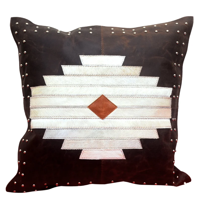 HiEnd Accents Aztec Design Leather & Hide Pillow