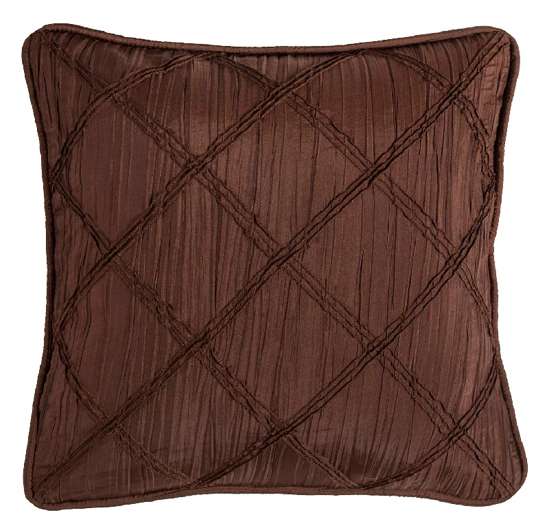 HiEnd Accents Loretta Batiste Throw Pillow with  Ruching, Chocolate