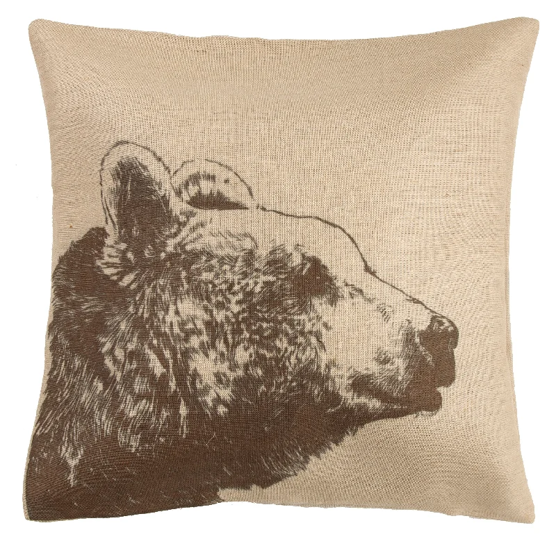 HiEnd Accents Bear Burlap Pillow