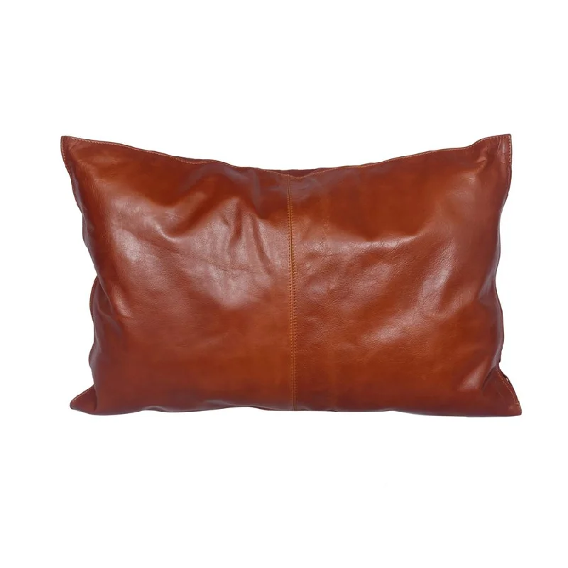 HiEnd Accents Buckskin Leather Lumbar Pillow, 24x16 Inches