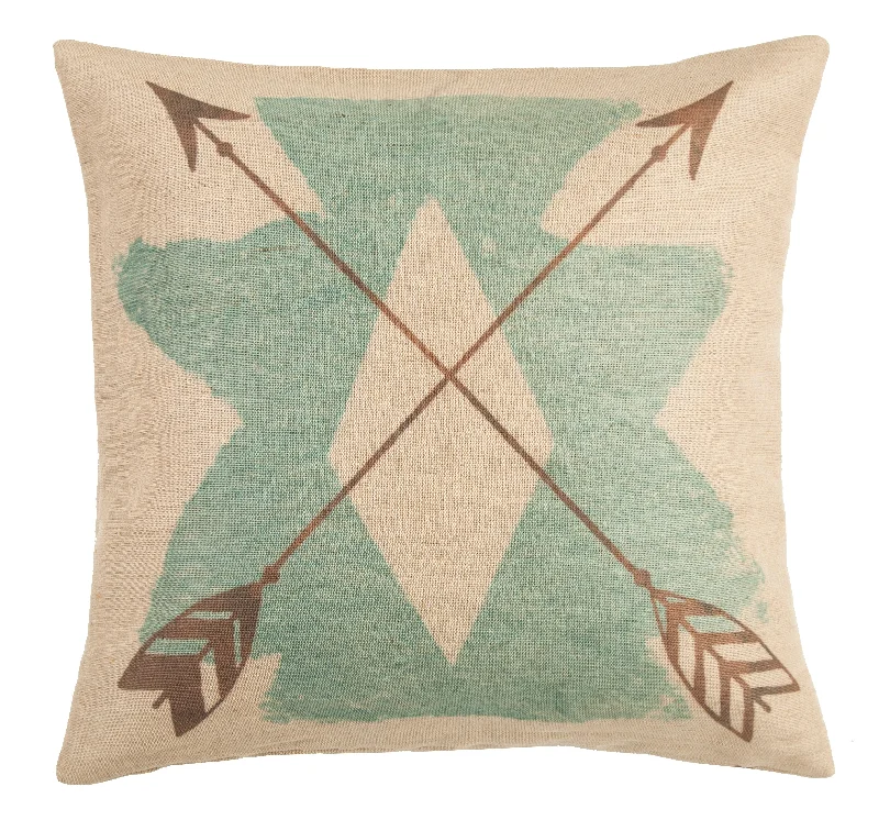 HiEnd Accents Burlap Turquoise Aztec Pillow