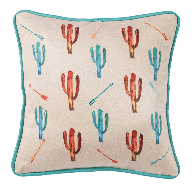 HiEnd Accents Cactus Pillow with Embroidery Details