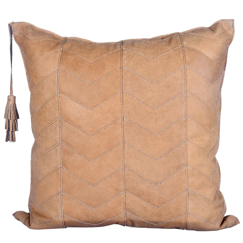 HiEnd Accents Chevron Leather Pillow With Tassel