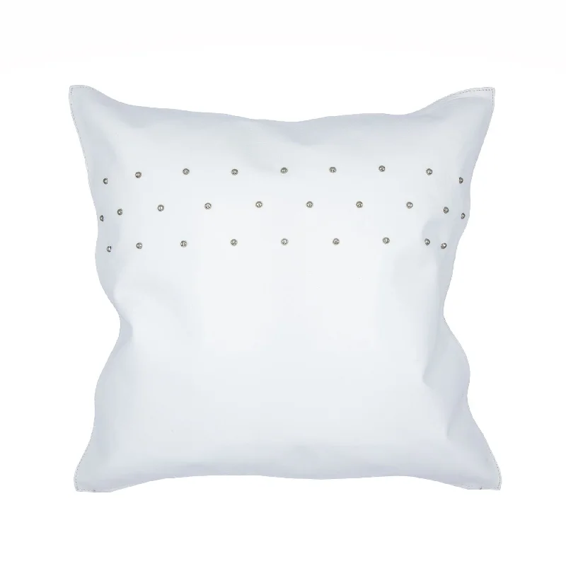 HiEnd Accents Contemporary Studded Leather Pillow, White