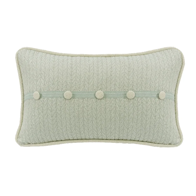 HiEnd Accents Decorative Trim accent pillow with linen buttons