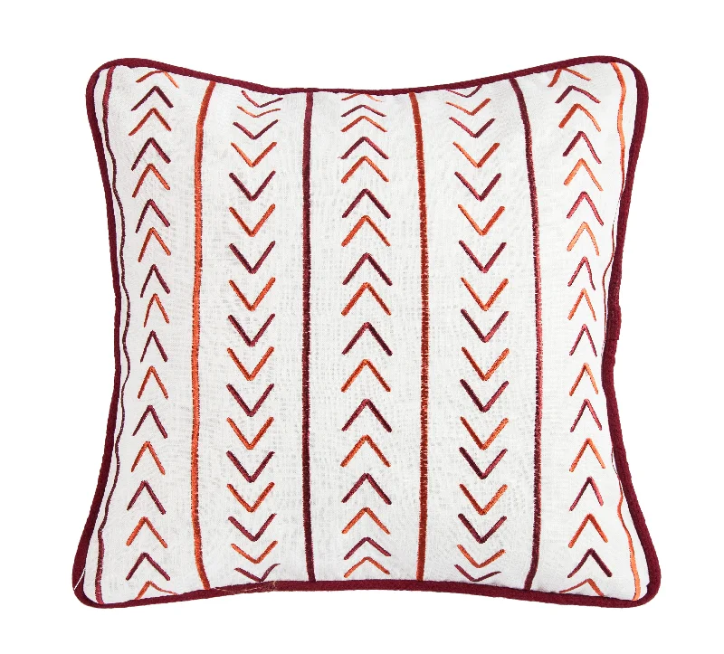 HiEnd Accents Embroidered pillow with stripe embroidery detail