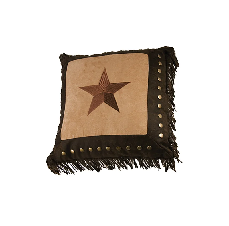 HiEnd Accents Embroidery Star Pillow Dk Tan