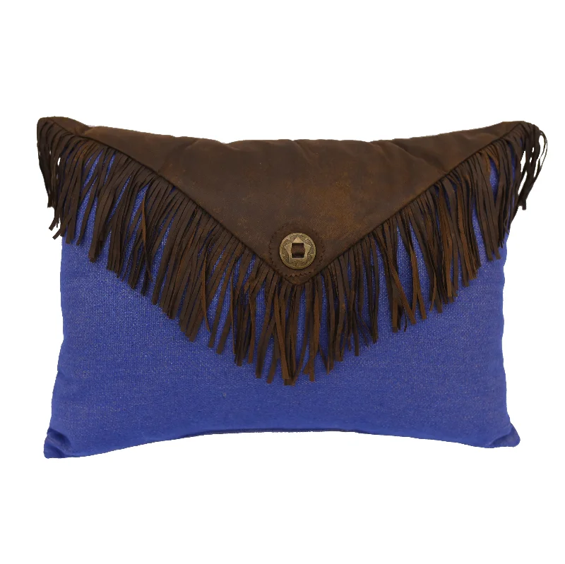 HiEnd Accents Envelop Fringe Pillow, Blue