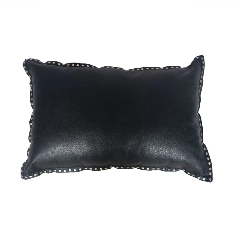 HiEnd Accents Eurosoft Leather Pillow With Studded Flange