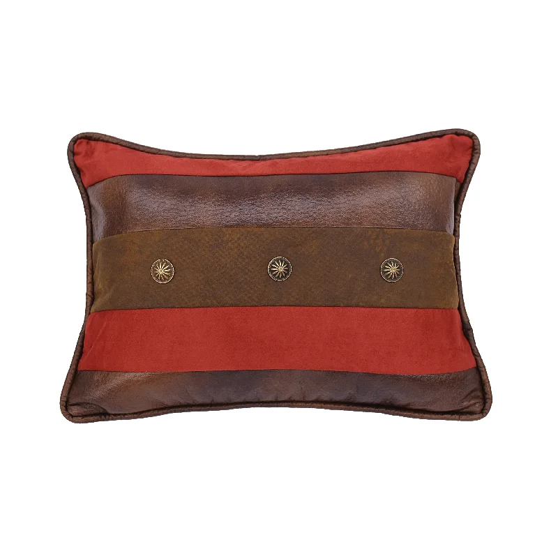 HiEnd Accents Faux leather pillow w faux suede stripes