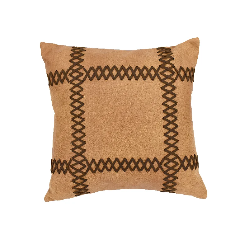 HiEnd Accents Faux leather pillow with lacing