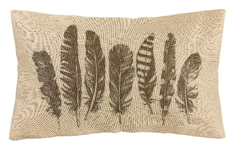 HiEnd Accents Feather Burlap Pillow