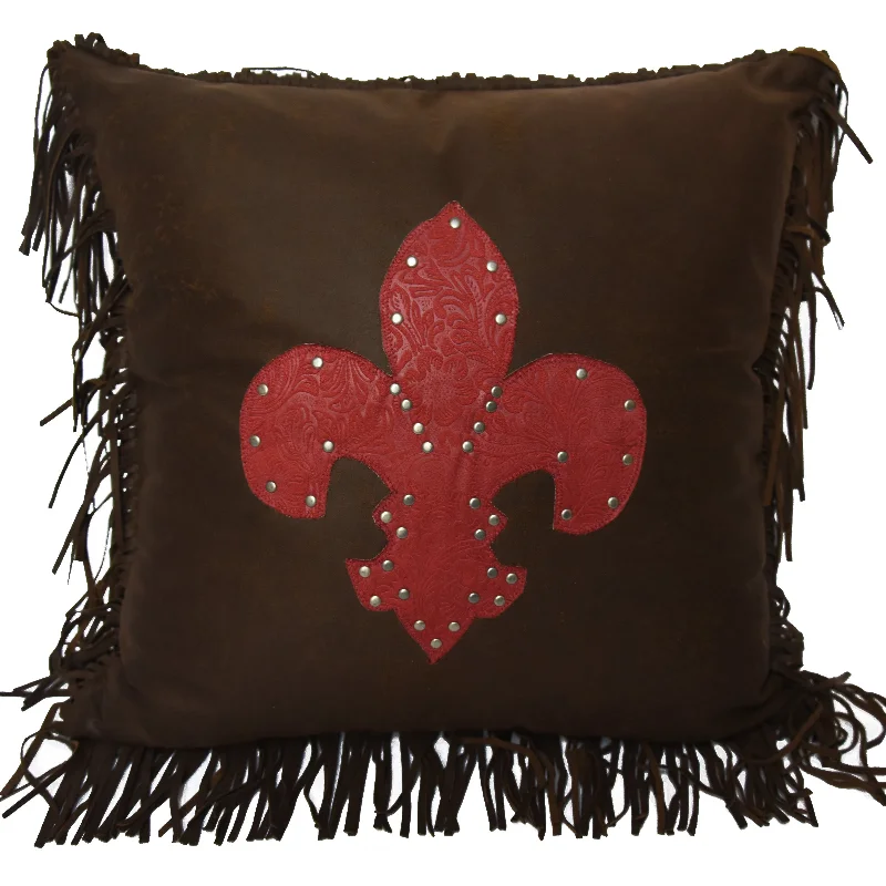 HiEnd Accents Fleur-de-lis Pillow, Red