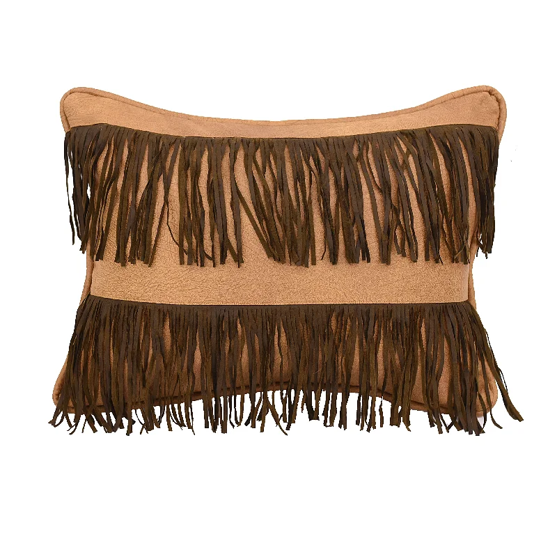 HiEnd Accents Fringed faux leather pillow