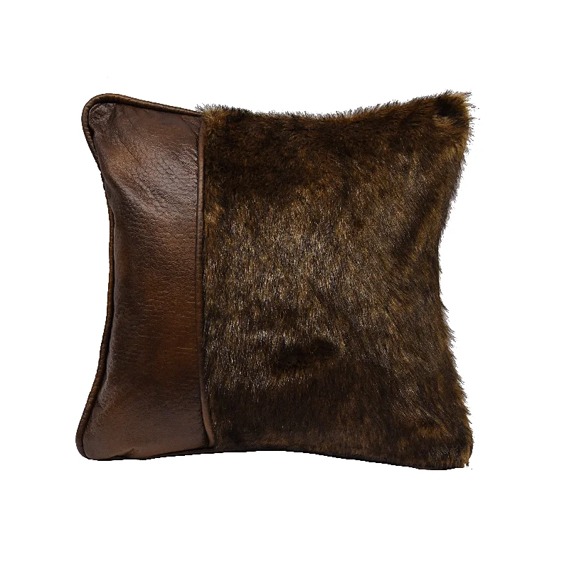 HiEnd Accents Fur pillow with faux leather