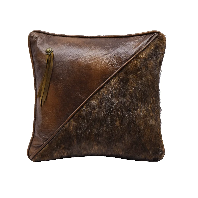 HiEnd Accents Half faux fur and faux leather pillow