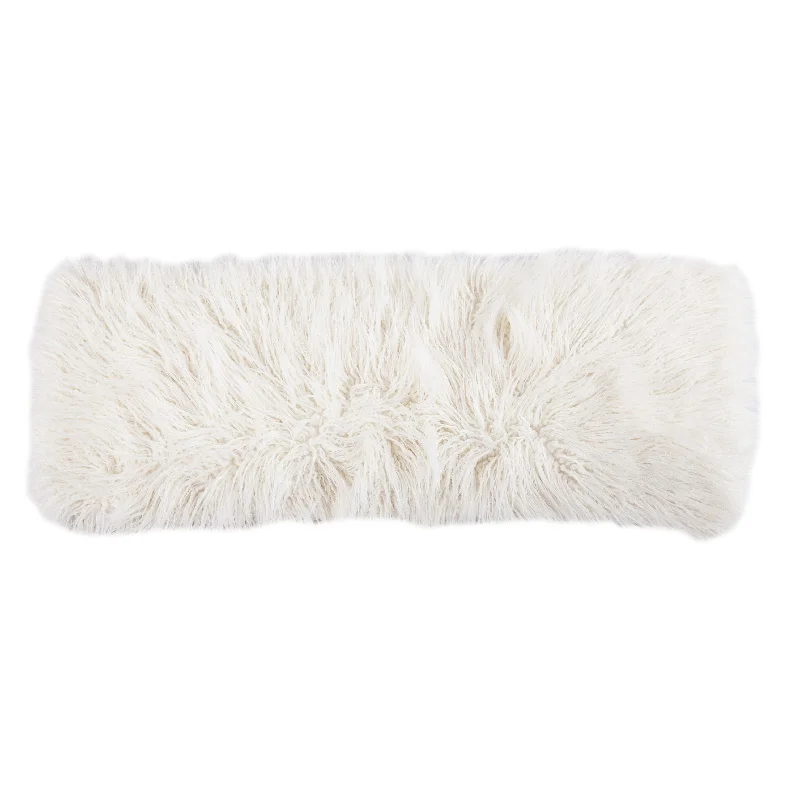 HiEnd Accents Mangolian Faux Fur Pillow, White