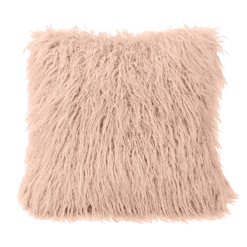 HiEnd Accents Mongolian Fur Pillow, Blush