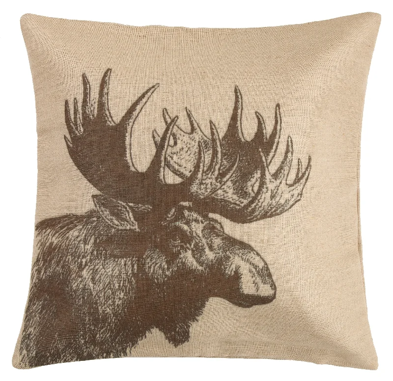 HiEnd Accents Moose Burlap Pillow