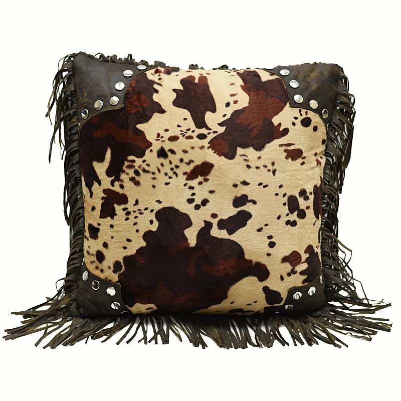 HiEnd Accents Scalloped Faux Cowhide Pillow