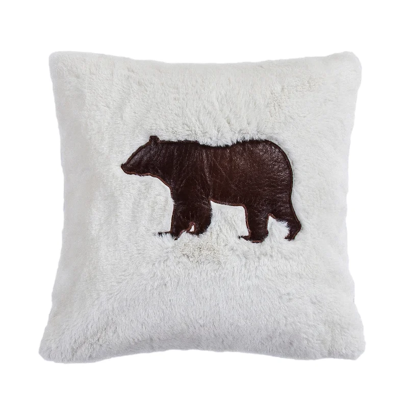 HiEnd Accents Shearling Pillow with Embroidered Bear