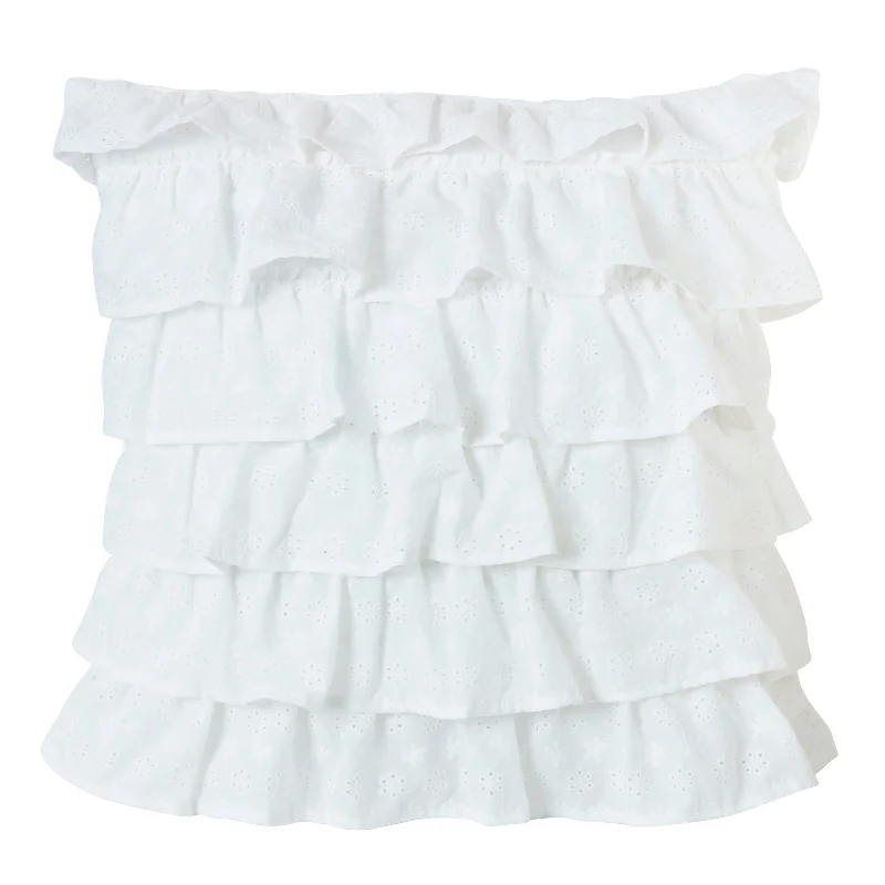 HiEnd Accents Tiered Ruffled Eyelet Pillow