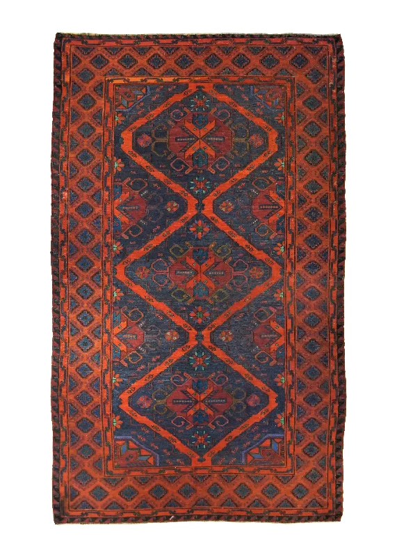 Caucasian Rug Gharabagh Handmade Area Antique Traditional 7'3"x11'8" (7x12) Blue Geometric Design #A34589