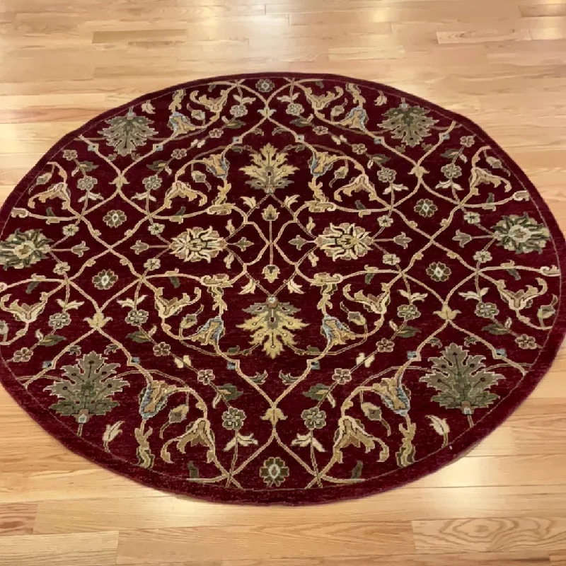 Kaoud Rugs 5.11X5.10 Round BURGUNDY ANT. MAHAL Area Rug