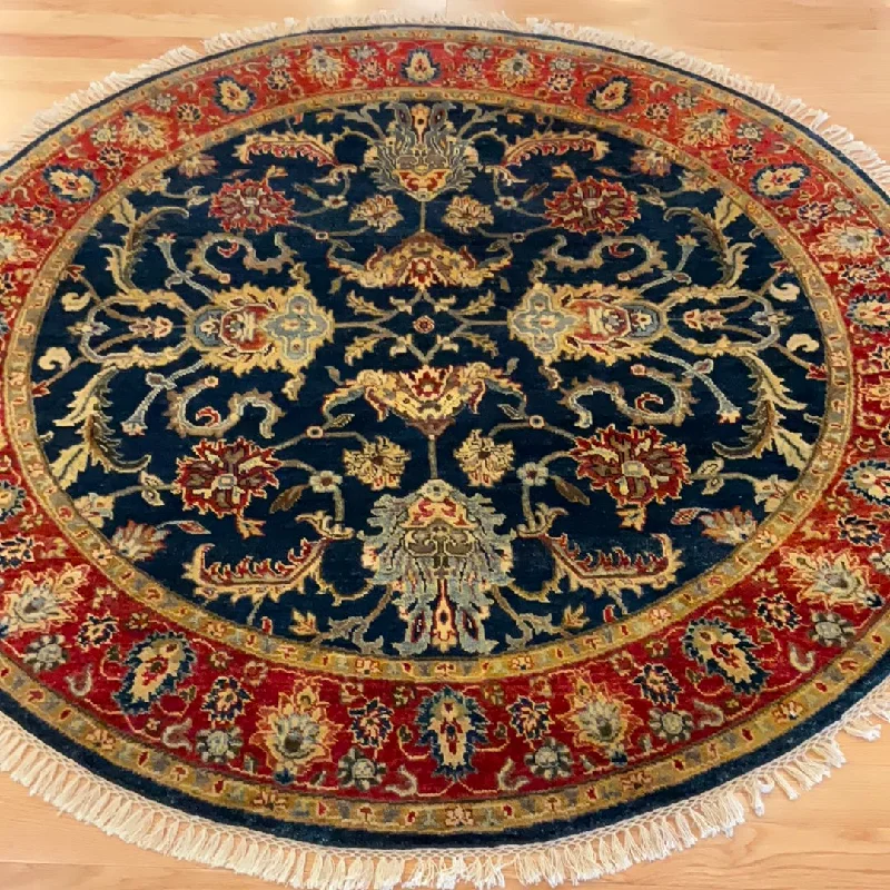 Kaoud Rugs 5.9X5.9 Round NAVY ANT. MAHAL Area Rug