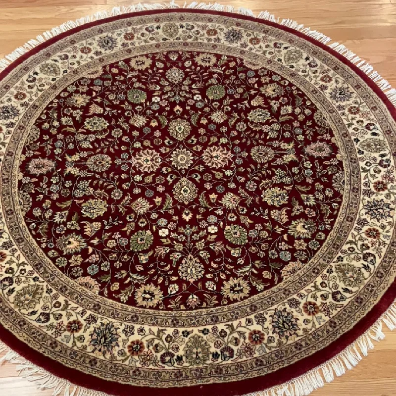 Kaoud Rugs 6.2X6.2 Round RED TABRIZ Area Rug