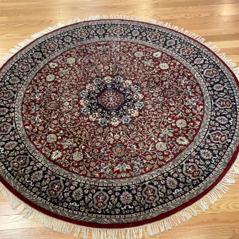 KAOUD RUGS 6x6 ROUND RED TABRIZ AREA RUG