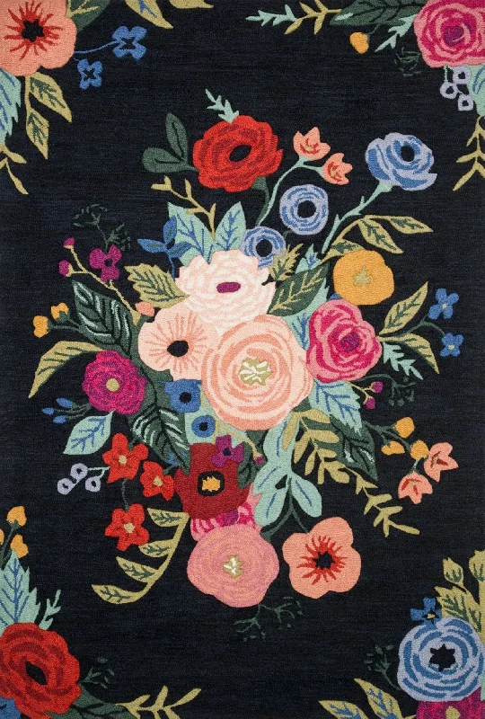 Les Fleurs by Rifle Paper Co LES-03 Black/Multi Rug