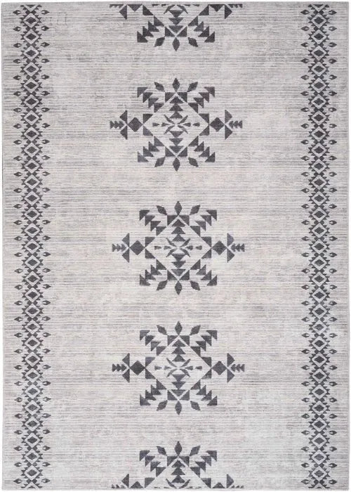 Nicole Curtis Machine Washable Series 1 SR109 Ivory/Charcoal Rug