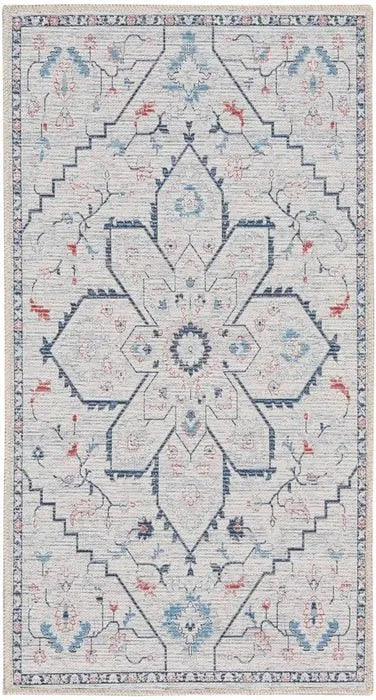 Nicole Curtis Machine Washable Series 1 SR110 Ivory/Blue Rug