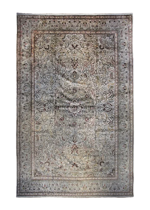 Oriental Rug Chinese Handmade Area Traditional 13'9"x18'6" (14x19) Whites/Beige Yellow/Gold Floral Design #A34392