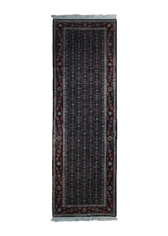 Oriental Rug Chinese Handmade Runner Traditional 2'7"x7'11" (3x8) Black Red Mahi Fish Design #A34385