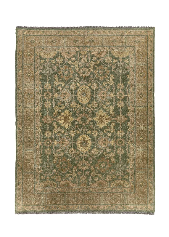 Oriental Rug Egyptian Handmade Area Tribal 7'4"x9'6" (7x10) Green Yellow/Gold Geometric Design #17236