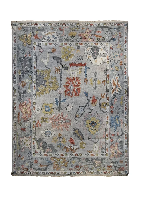 Oriental Rug Indian Handmade Area Transitional 8'0"x10'0" (8x10) Gray Oushak Design #A34927