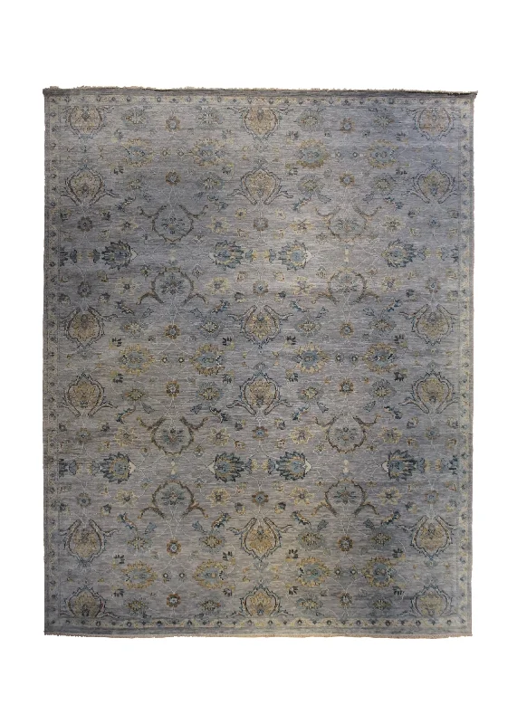 Oriental Rug Indian Handmade Area Transitional Neutral 12'2"x15'4" (12x15) Whites/Beige Yellow/Gold Oushak Design #A34410