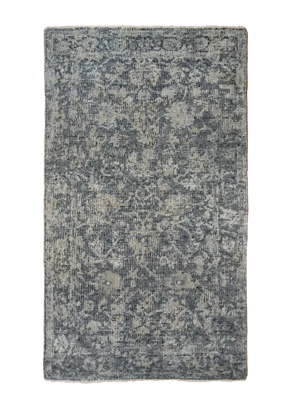 Oriental Rug Indian Handmade Area Transitional Neutral 2'11"x4'11" (3x5) Gray Distressed Erased Design #A34595