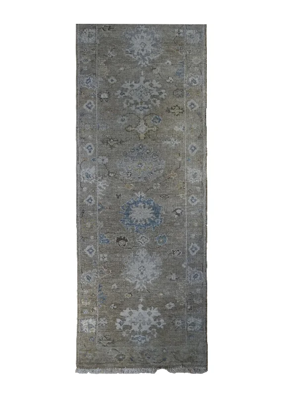 Oriental Rug Indian Handmade Area Transitional Neutral 2'8"x7'9" (3x8) Whites/Beige Blue Oushak Design #A34454