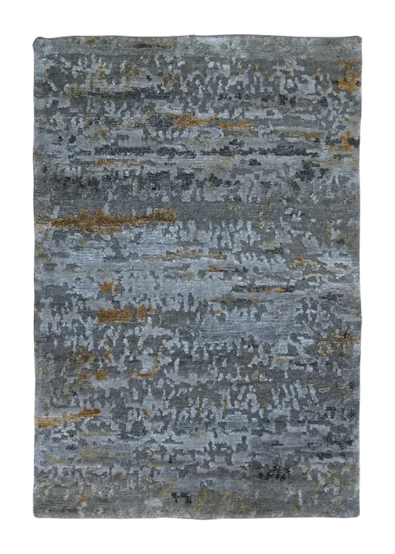 Oriental Rug Indian Handmade Area Modern Neutral 2'0"x3'0" (2x3) Gray Abstract Splatter Design #A34441