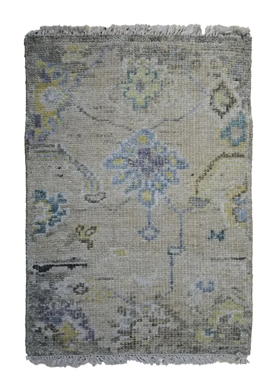 Oriental Rug Indian Handmade Area Transitional 2'0"x3'0" (2x3) Whites/Beige Purple Oushak Design #A34489