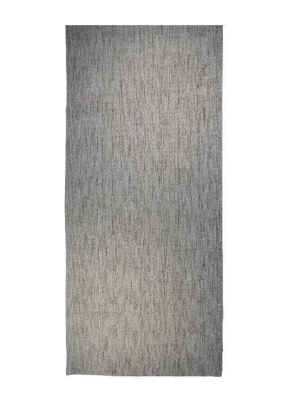 Oriental Rug Indian Handmade Runner Modern Neutral 3'8"x9'5" (4x9) Whites/Beige Loop & Pile Plain Design #A31776