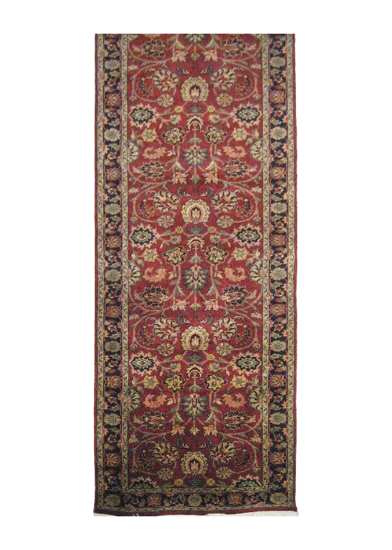 Oriental Rug Indian Handmade Runner Traditional 2'8"x10'0" (3x10) Red Blue Floral Design #A19970