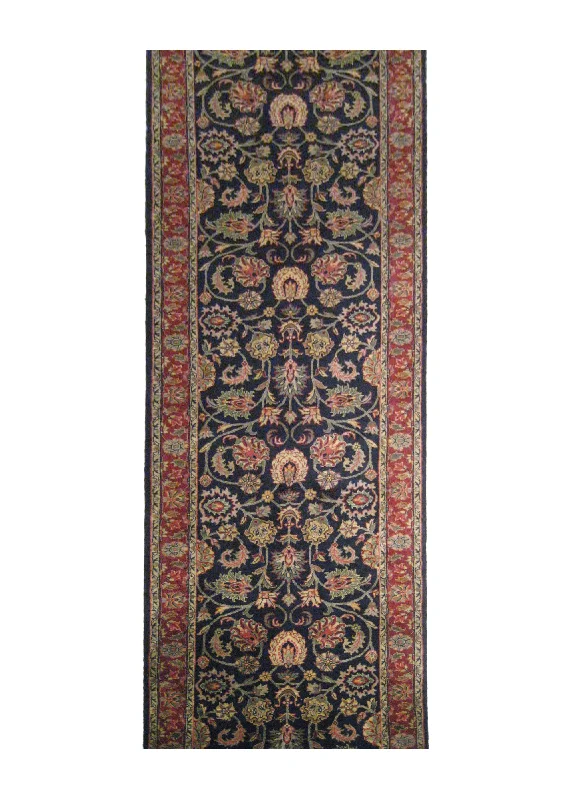 Oriental Rug Indian Handmade Runner Traditional 2'6"x17'11" (3x18) Blue Red Floral Design #A19967