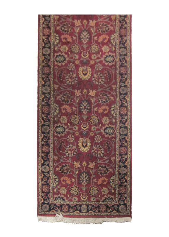 Oriental Rug Indian Handmade Runner Traditional 2'8"x20'3" (3x20) Red Floral Design #A19904